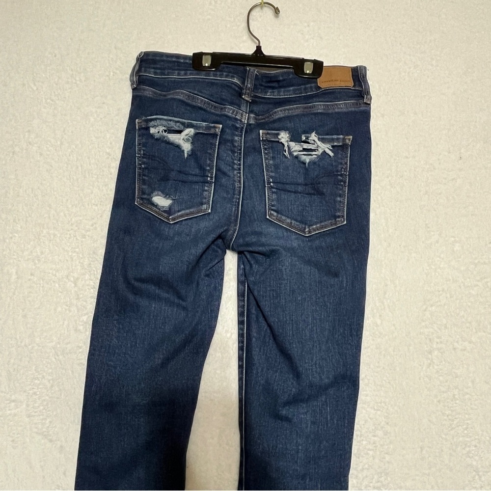 American Eagle Next Level Stretch Hi-Rise Jeggings Distressed Blue 4S - Picture 5 of 15